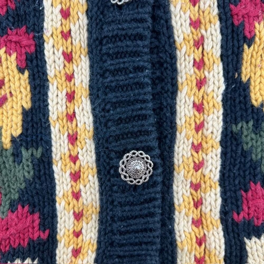 VTG 90s Orvis Fall Leaves Embroidered Cardigan Sweater Womens L USA Cottage READ - Picture 9 of 10
